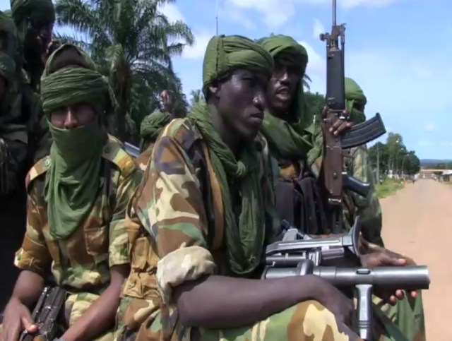 Seleka soldiers with MGL Mk.1 and Galil SAR in Bangui, CAR.